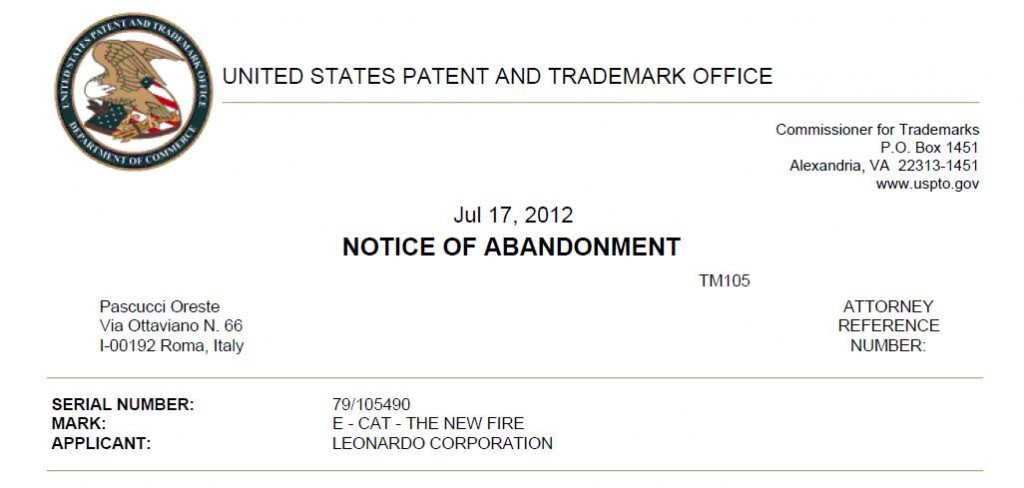 ecat the new fire - abondoned trademark